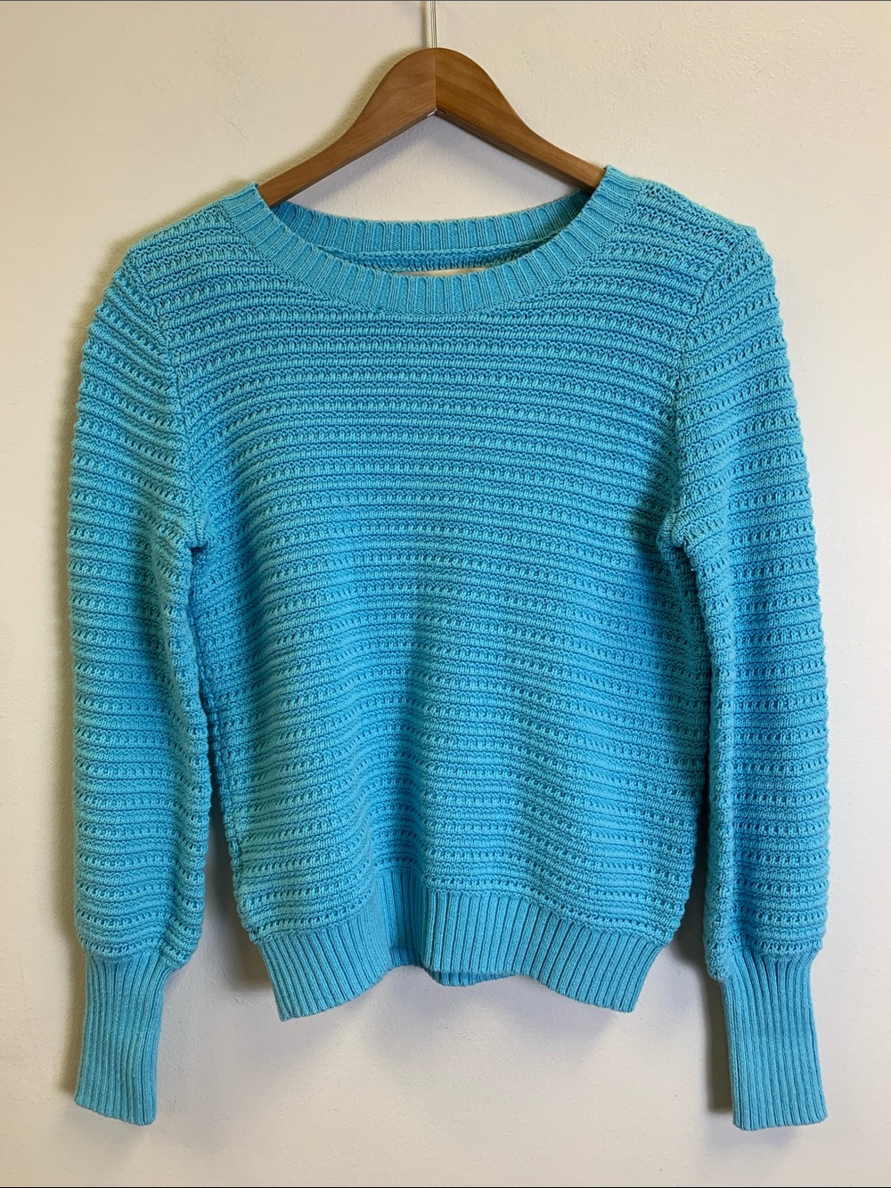 LOFT Turquoise Textured Crewneck Sweater